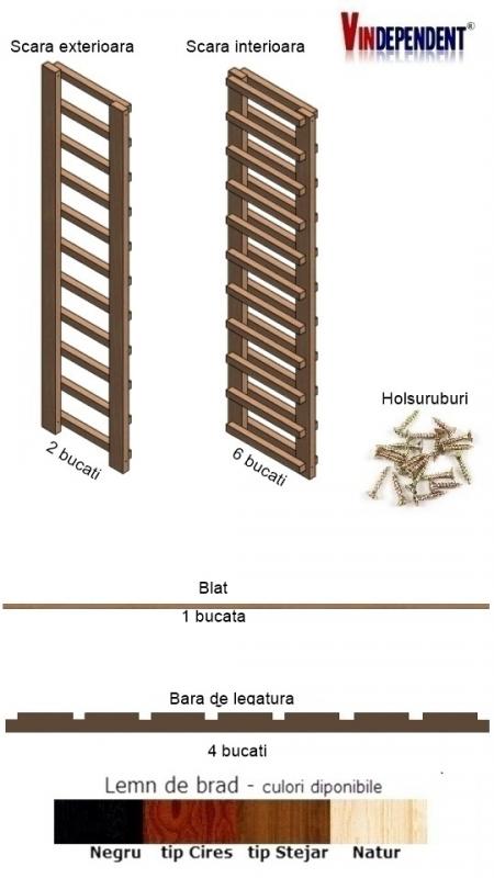 Raft din lemn cu blat pentru 70 de sticle