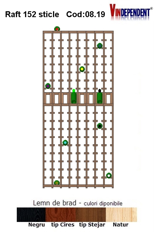 Raft din lemn tip display pentru 152 sticle
