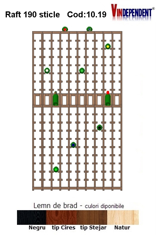 Raft din lemn tip display pentru 190 sticle